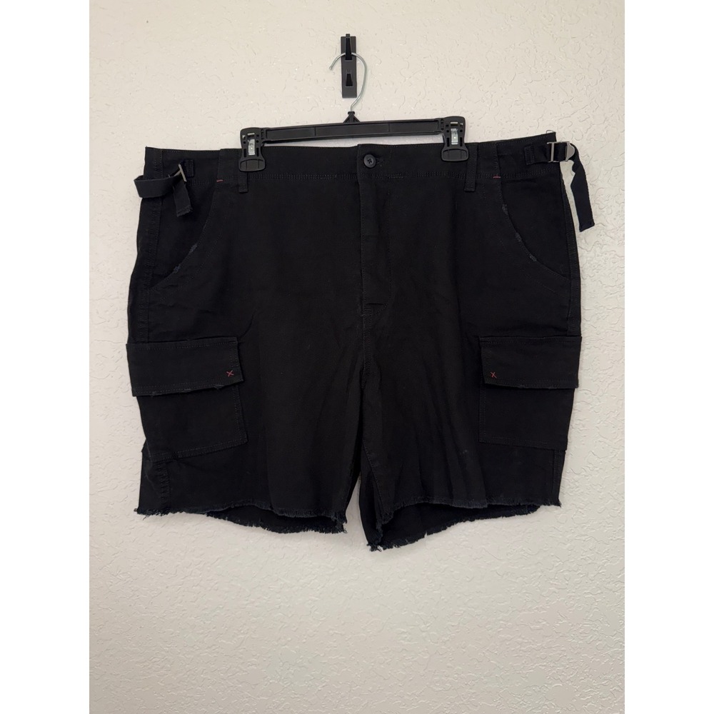 Terra & Sky Womens Black Cargo Shorts Plus Size 20W Adjustable Waist Buckle